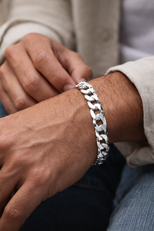 Pulseira Groumet 9mm Prata 925