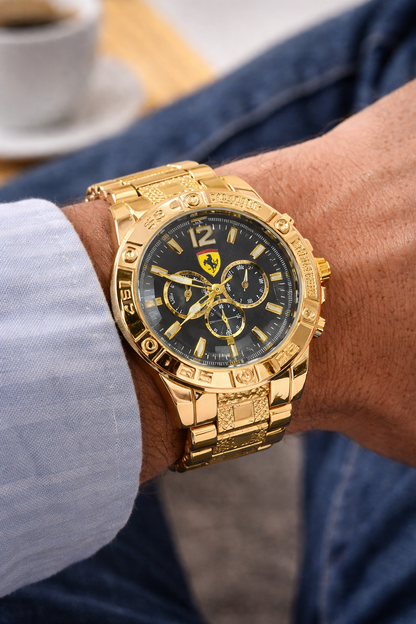 Relógio Ferrari Masculino Dourado Cronógrafo