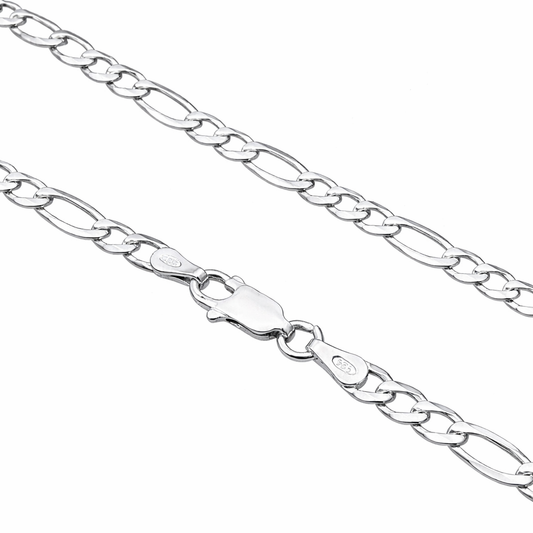 Corrente 3 por 1 Fígaro 4mm - 60cm - Prata 925