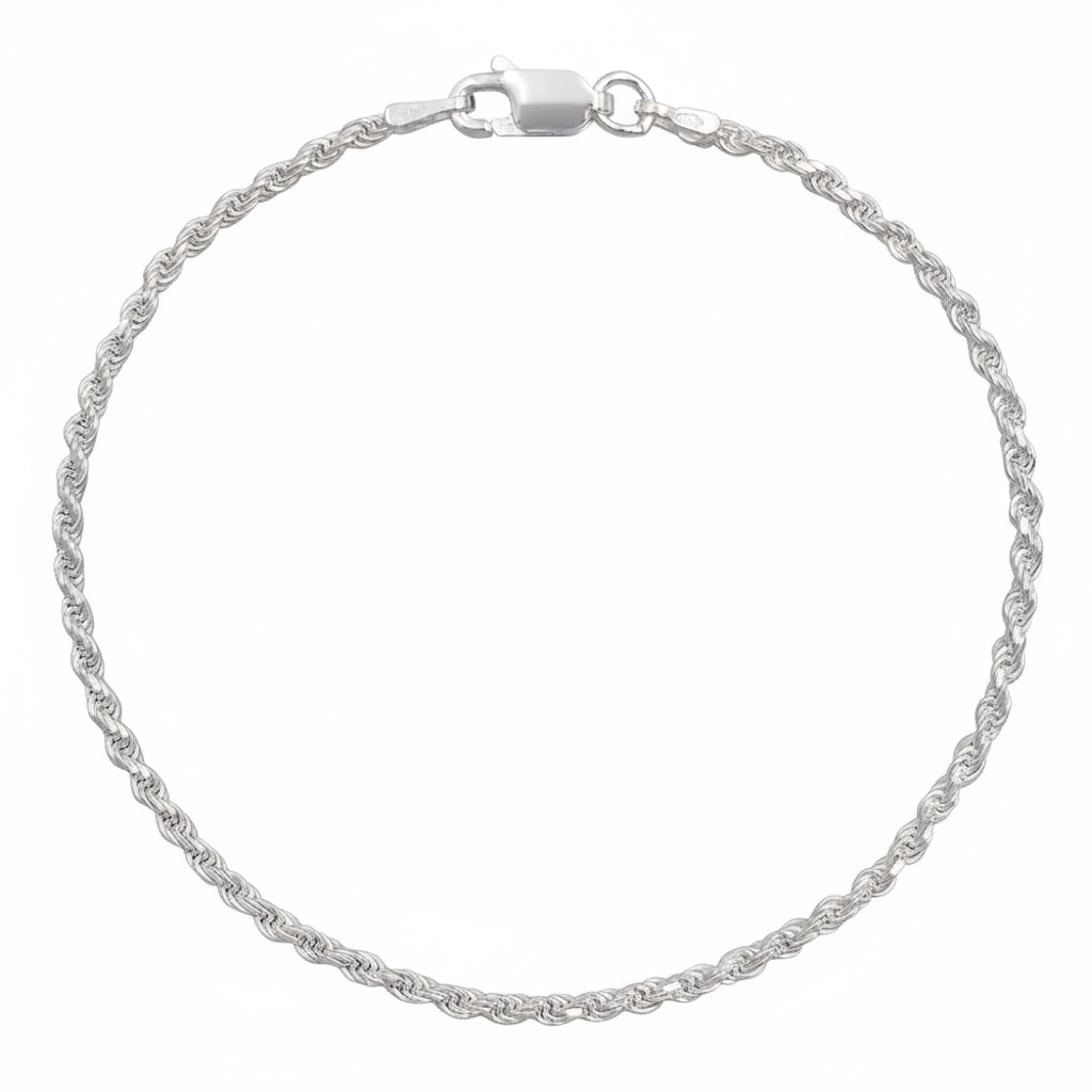 Pulseira Rope Elo Baiano 1,8mm - Prata 925