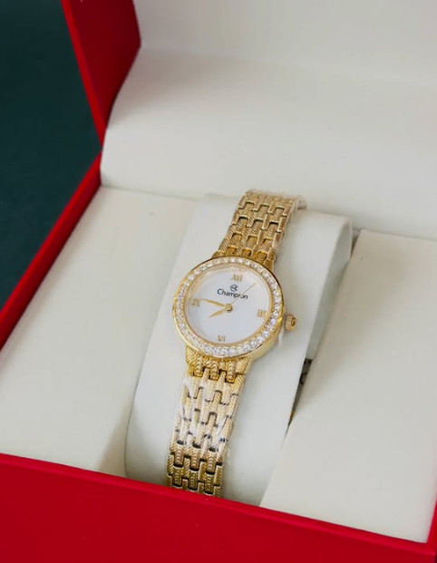 Relógio Champion Feminino Dourado com Strass