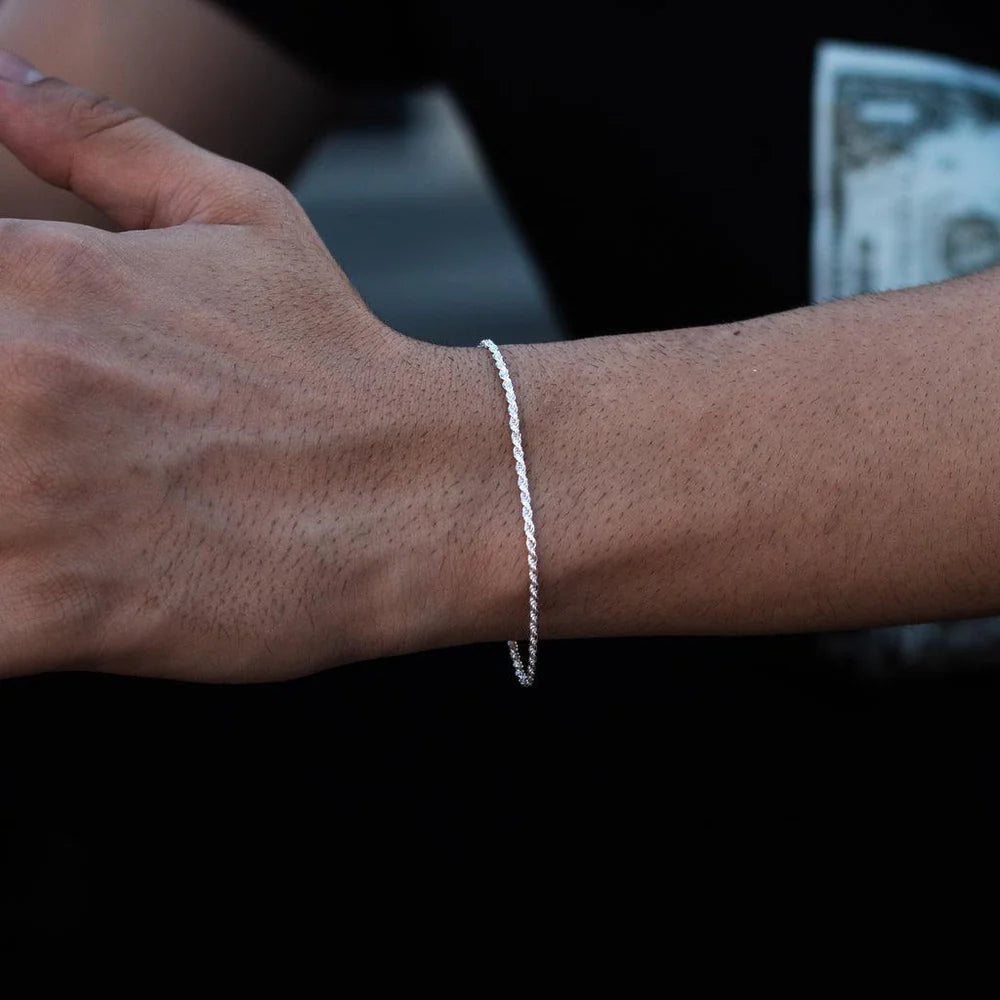 Rope Bracelet with 1.8mm Baiano Link - 925 Sterling Silver