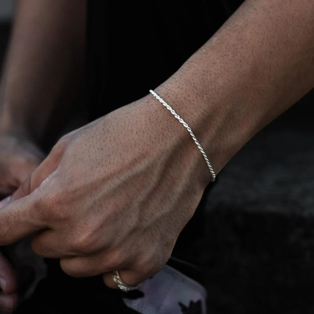 Rope Bracelet with 1.8mm Baiano Link - 925 Sterling Silver